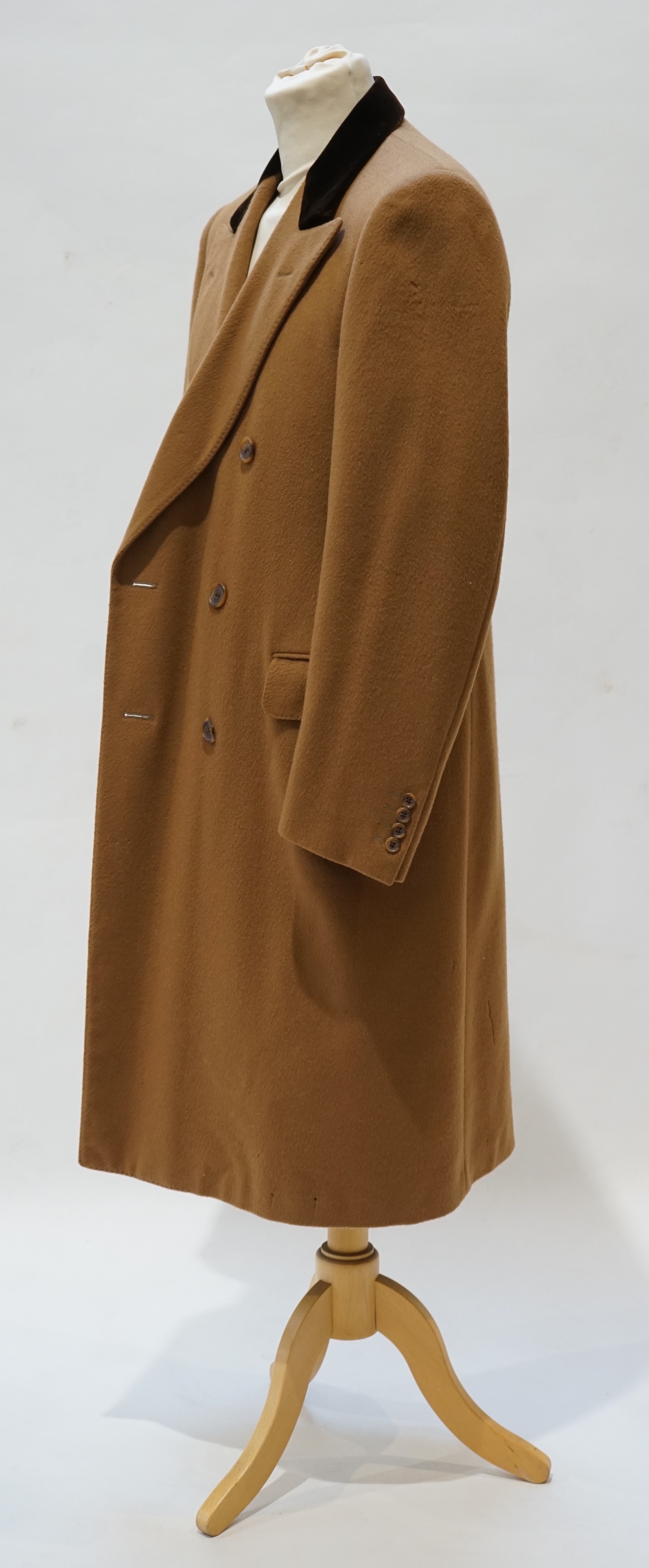 A gentleman's Lanvin wool overcoat with velvet collar, size UK 46